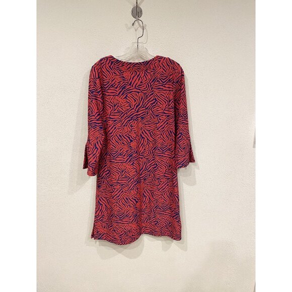 Jude Connally Dress Womens Medium Red Blue Zebra Print 3/4 Sleeve Tunic USA - Picture 4 of 4